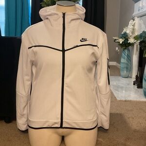 Nike White Hooded Bomber Jacket with Black Trim